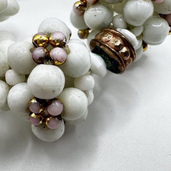 Luisa Conti Milk Glass Necklace Vintage 1970’s Italian Designer 4 Strand FLAWED - Picture 7 of 16